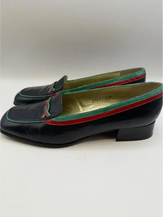 VTG M. Jerrold by Margaret J. Women’s Shoes Navy W/Green Red Trim 7.5 - Picture 6 of 9